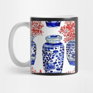 Corals in blue and white chinoiserie jars Mug